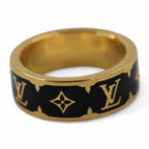 Louis Vuitton Anello Nanogram Enamel Metallo Nero