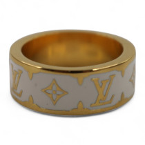Louis Vuitton Anello Nanogram Enamel Metallo Bianco