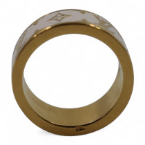 Louis Vuitton Anello Nanogram Enamel Metallo Bianco