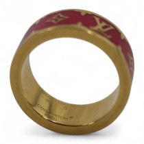 Louis Vuitton Anello Nanogram Enamel Metallo Rosa