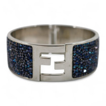 Fendi Bracciale Fendista Cuff Metallo Blu
