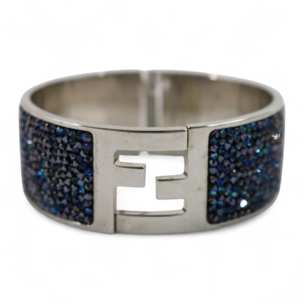 Fendi Bracciale Fendista Cuff Metallo Blu