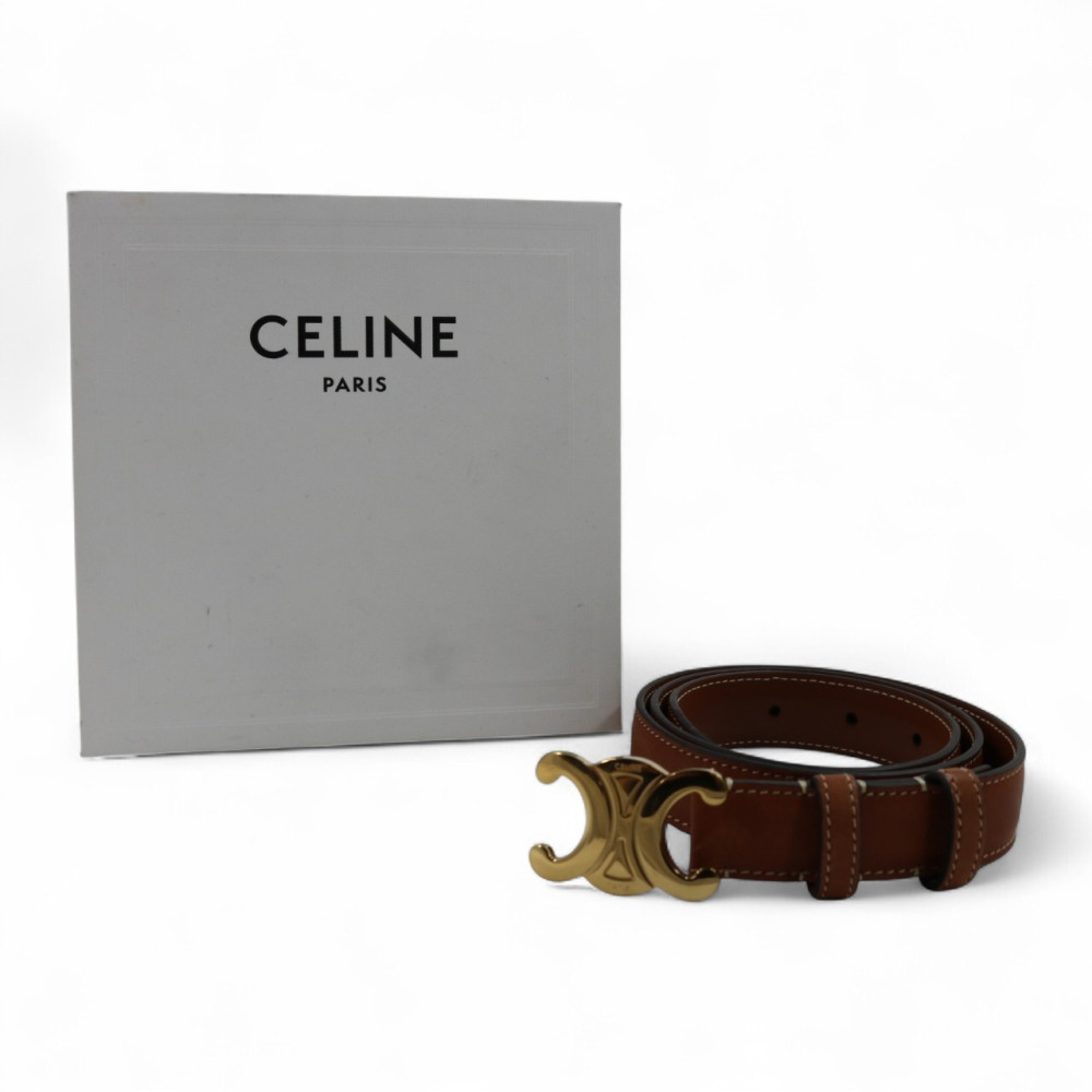 Celine Cintura Triomphe Media Pelle Marrone