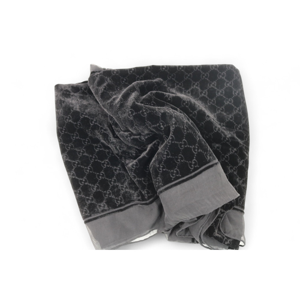 Gucci Scialle GG Velluto Lana e Seta Nera