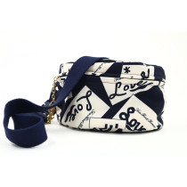 Saint Laurent Marsupio Belt Bag Nylon Blu e Bianco