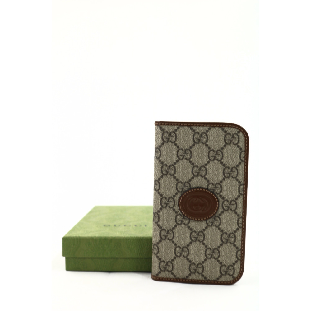 Gucci Cover Iphone 15 Tessuto GG Marrone
