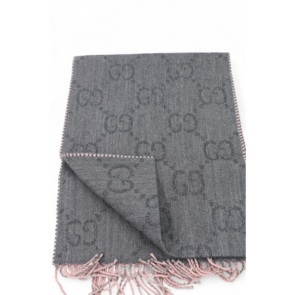 Gucci Sciarpa Lana Grigia e Rosa