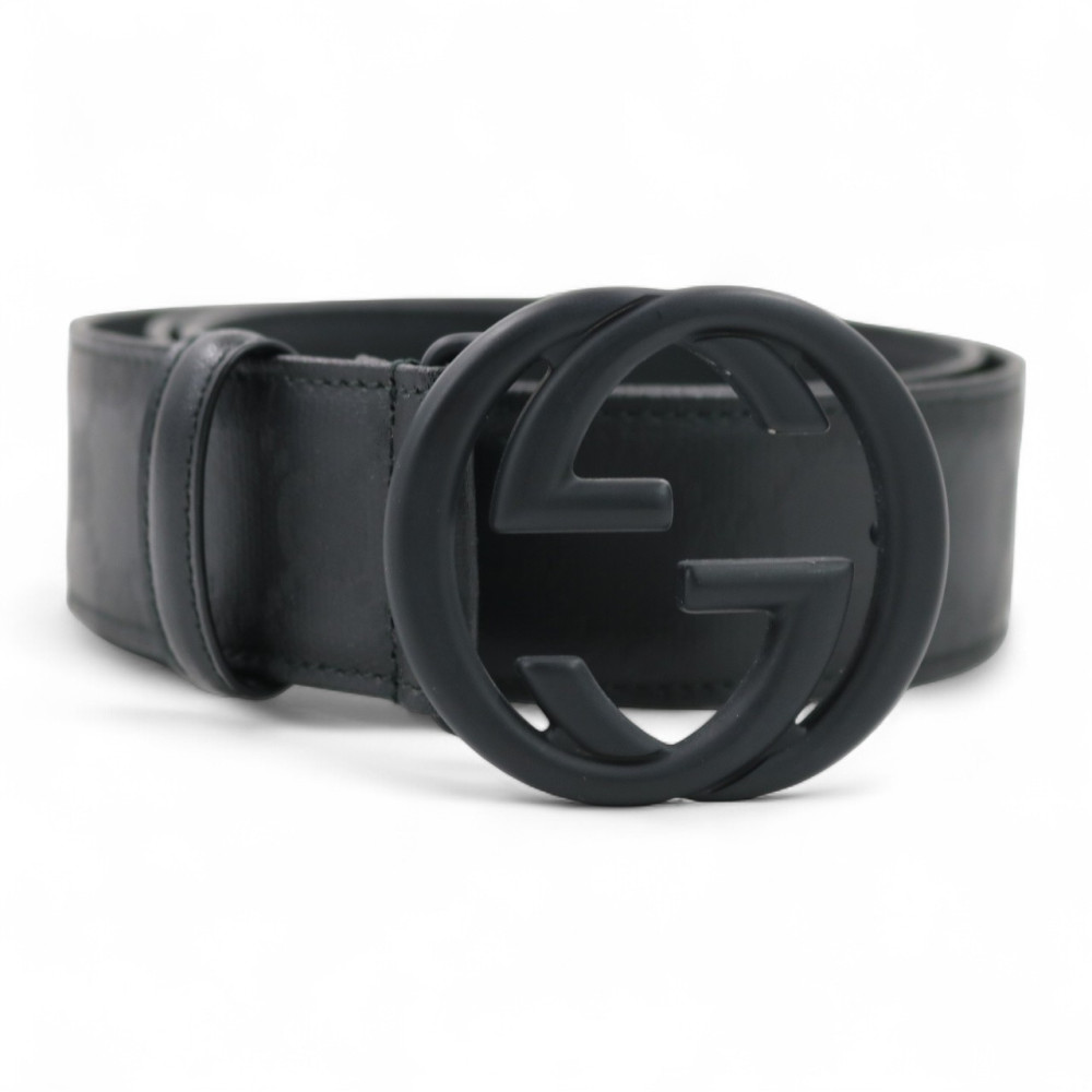 Gucci Cintura Interlocking Pelle Nera