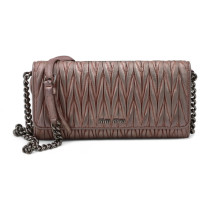 Miu Miu Tracollina Pelle Rosa Metallizzato
