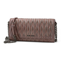 Miu Miu Tracollina Pelle Rosa Metallizzato