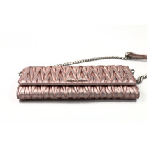 Miu Miu Tracollina Pelle Rosa Metallizzato