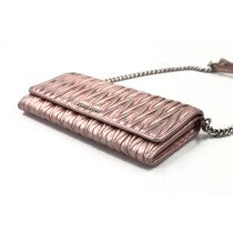 Miu Miu Tracollina Pelle Rosa Metallizzato
