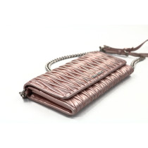 Miu Miu Tracollina Pelle Rosa Metallizzato