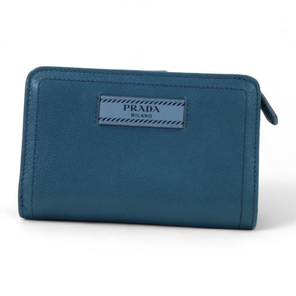 Prada Portafoglio Etiquette Pelle Azzurra