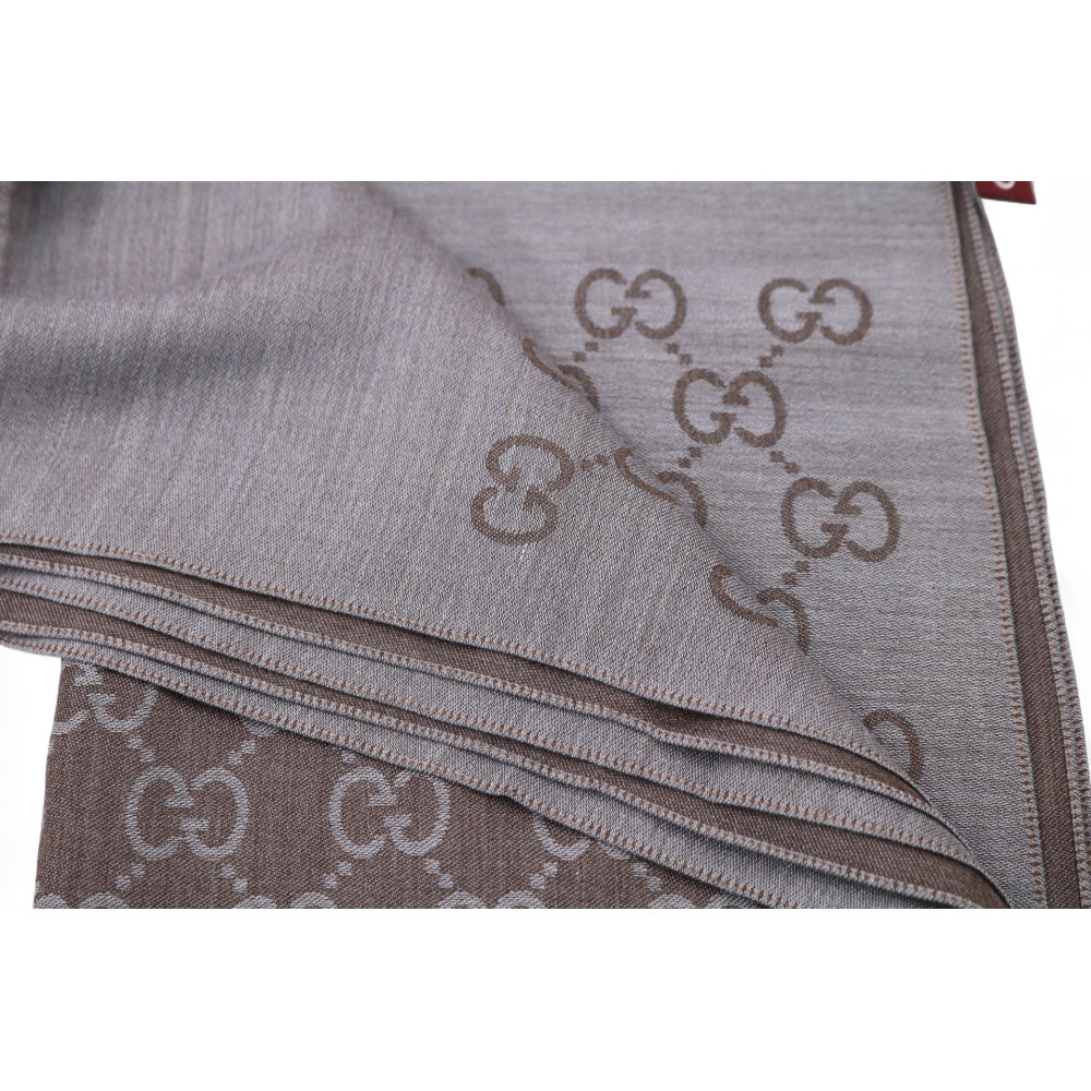 Gucci Sciarpa Lana e Seta Marrone e Grigio