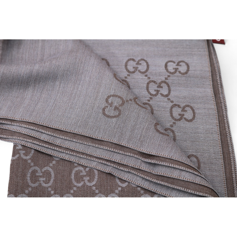 Gucci Sciarpa Lana e Seta Marrone e Grigio