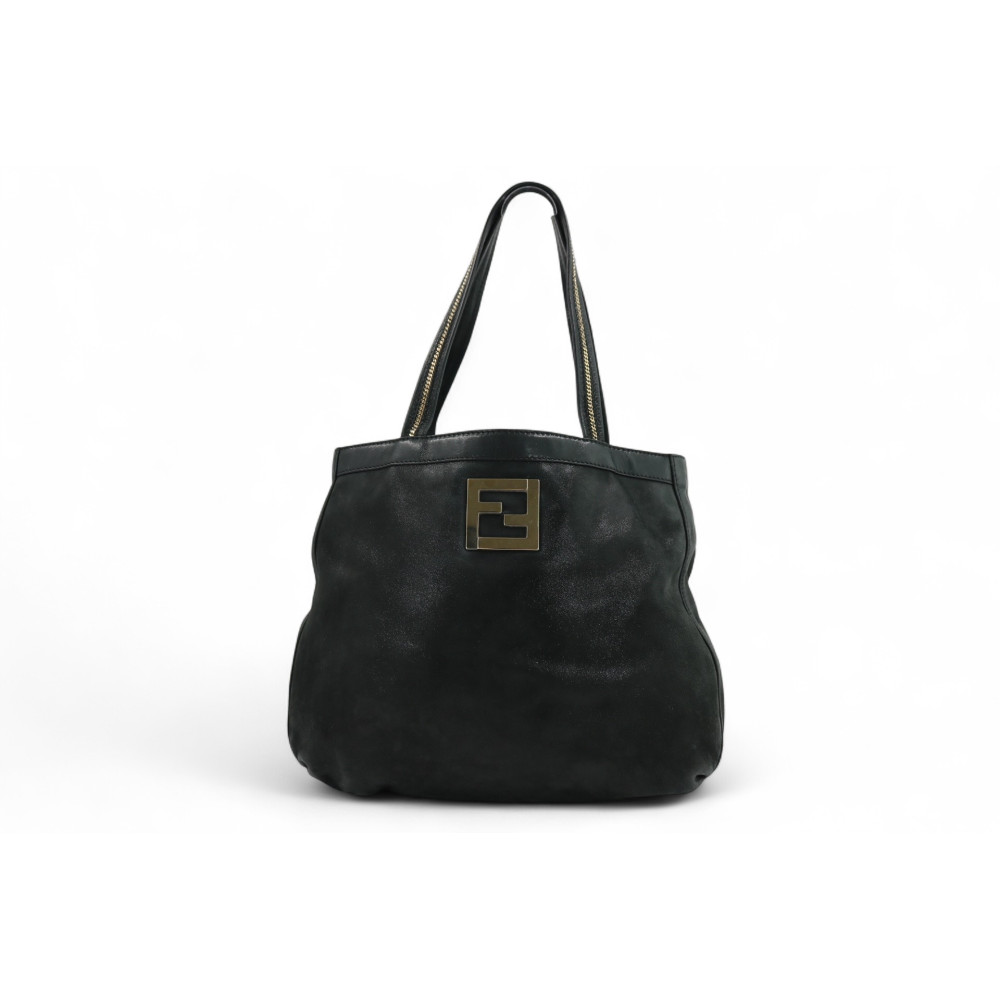 Fendi Shopping Pelle Effetto Paillettes Nera