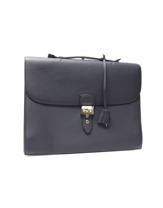 Cartable Hermes en Cuir Bleu