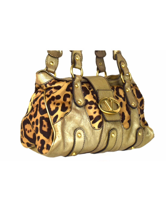 Valentino Shopping Pelle Gold Animalier